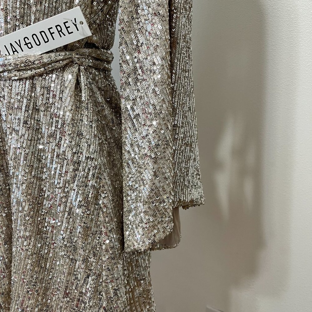 Jay Godfrey Maggie Sequin Long Sleeve Mini Dress 00 - Picture 7 of 10